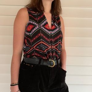 Aztec Design V-Neck Tank Top Blouse